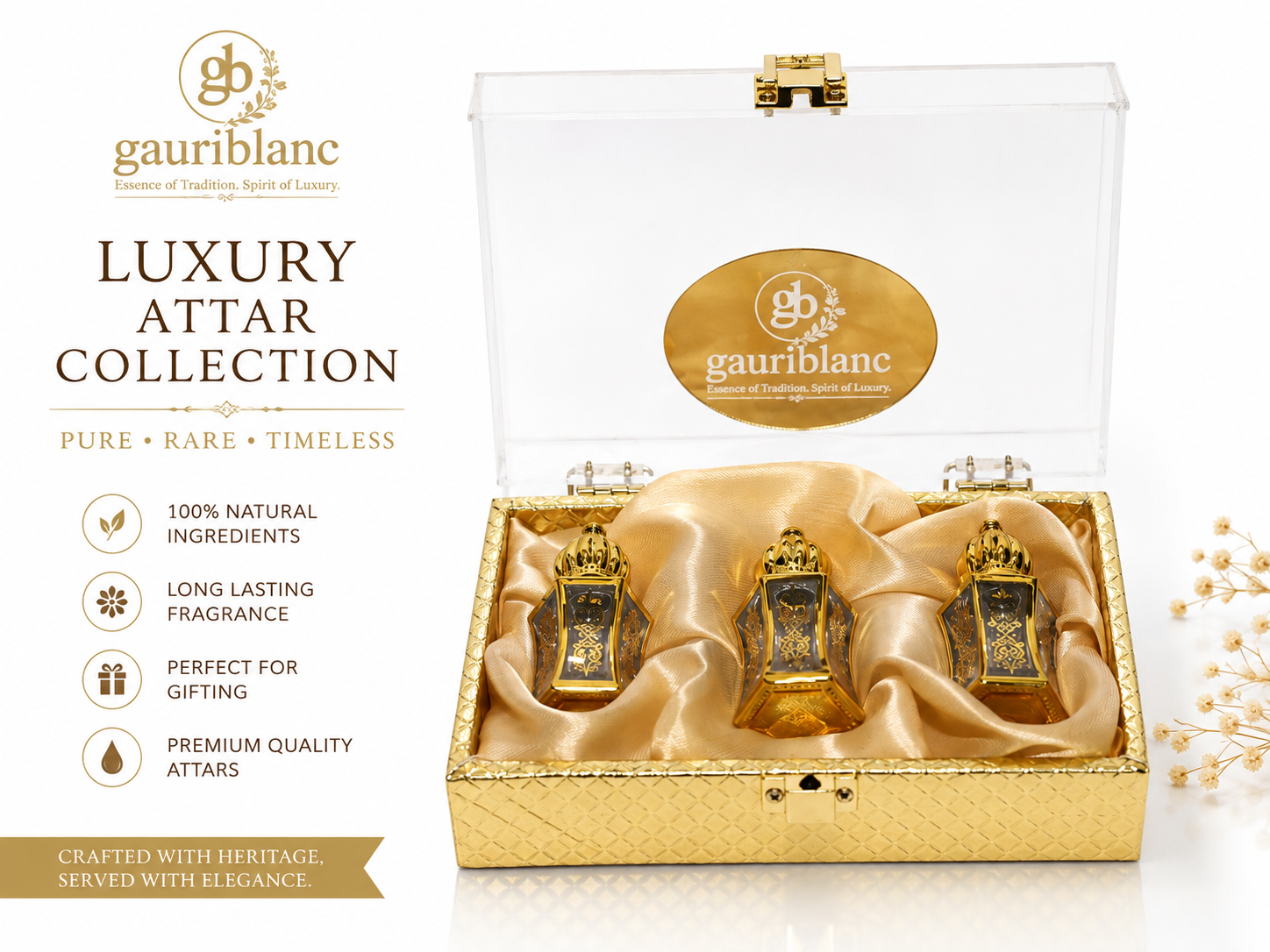 Gauri Blanc – Royal Heritage Collection Royal Oud Attar 3-Bottle Luxury Gift Set 6ML