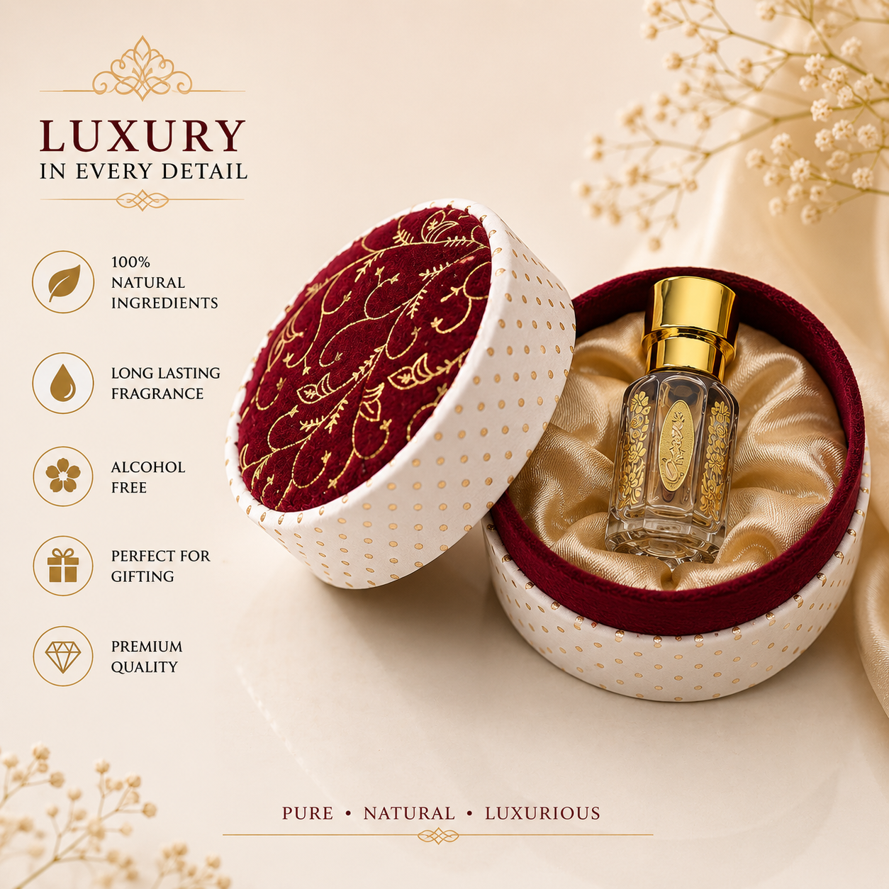 Gauri Blanc Rose Attar Round Premium Gift Box 6ML